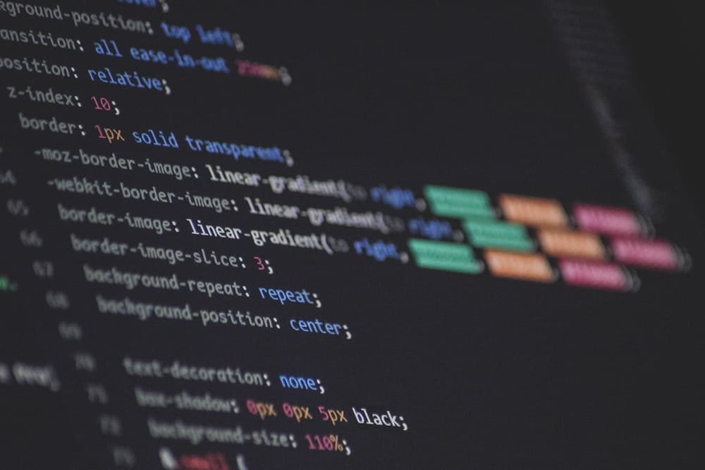 A close-up of website code on a screen